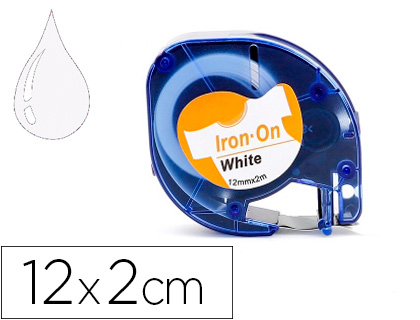 Cinta Q-Connect 12mm. x 2m. blanca para ropa para Dymo Letratag